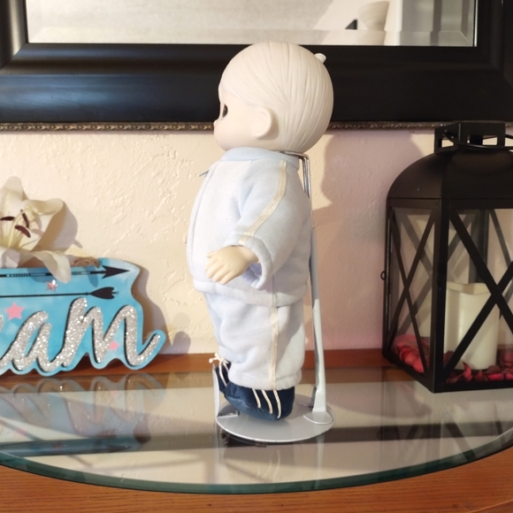 Vintage 1984 Precious Moments Mikey Porcelain Doll 13" Tall Collectible on Blue. - Picture 4 of 11
